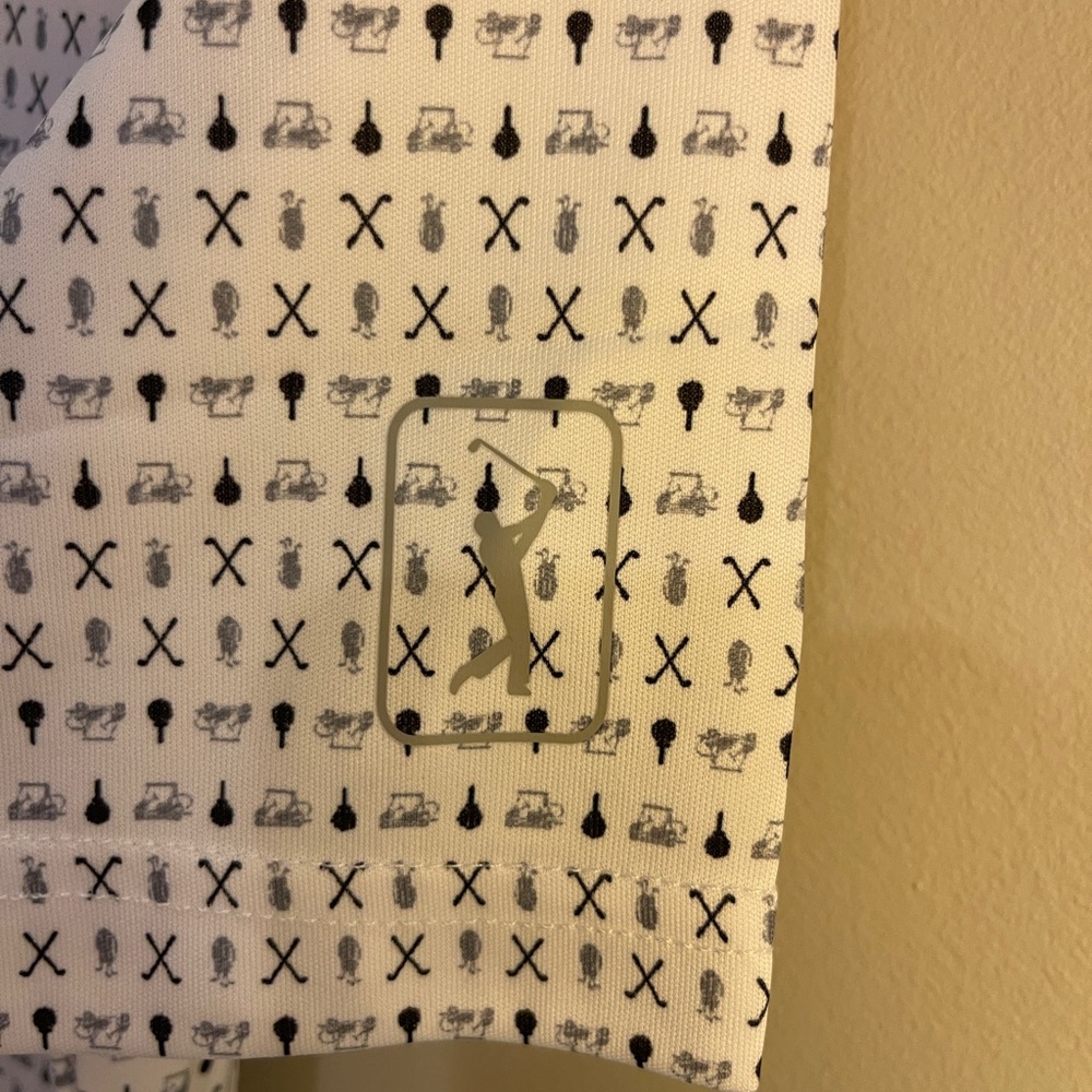 PGA Tour White and Black Golf Pattern Shirt - Picture 2 of 6
